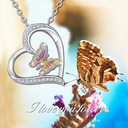 Exclusively for fashion women love butterfly diamond pendant necklace simple animal series jewelry