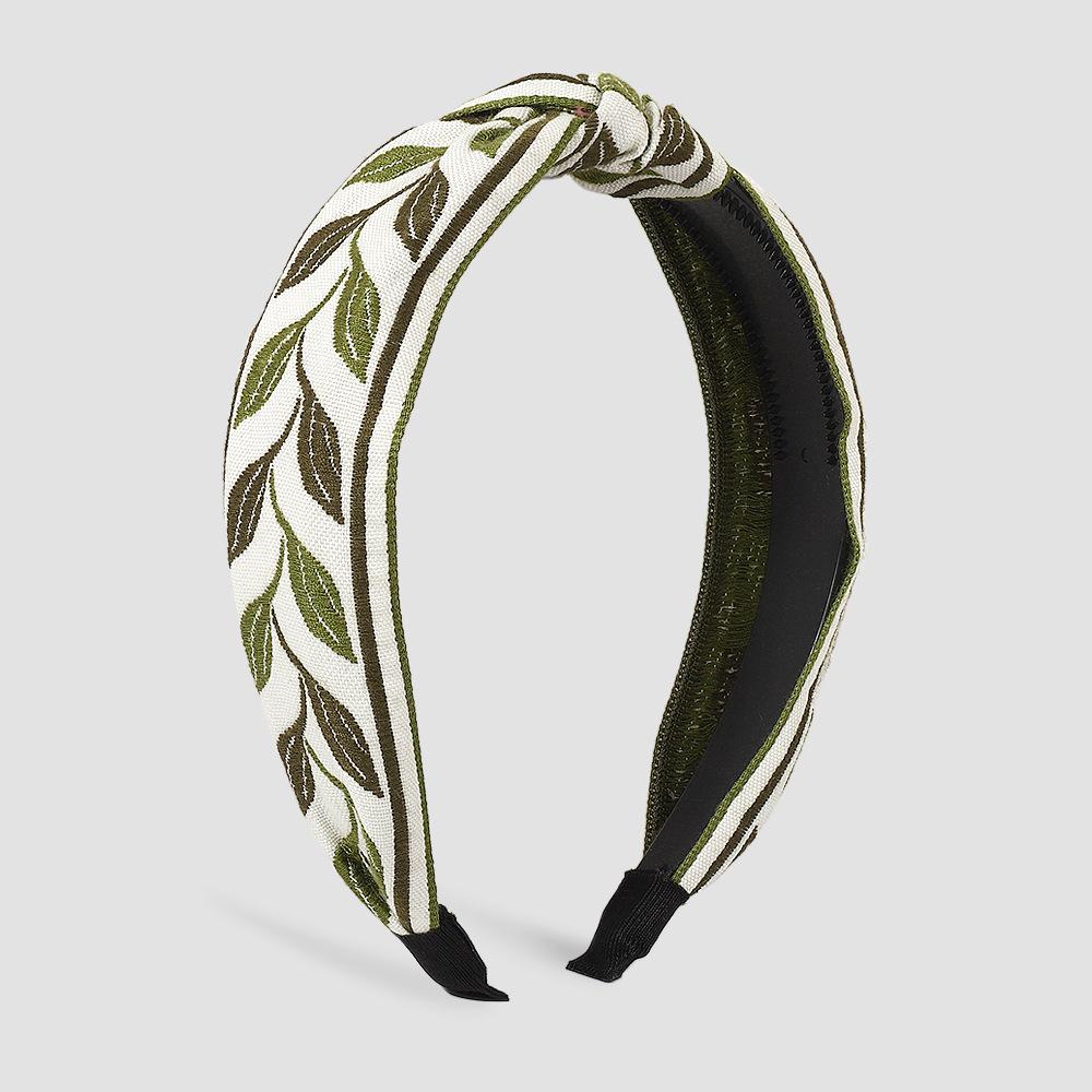 F3964 Simple Fabric Art Headband Small Fresh Knotted Sweet Hair Accessories Embroidered Leaves Flowers Fashion Headband