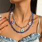 N9627 Geometric Contrasting Color Pants Chain Resin Small Fresh Flower Necklace Stacked Multilayer Hip-Hop Personality Necklace