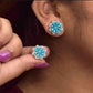 Explosive Bohemia Retro Turquoise Earrings Female Snow Flower Diamond Ancient Silver Earrings Jewelry