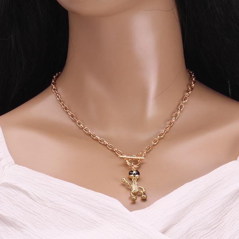 Creative jewelry ins niche funny design can turn head alien pendant necklace clavicle chain female
