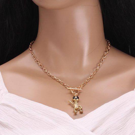 Creative jewelry ins niche funny design can turn head alien pendant necklace clavicle chain female
