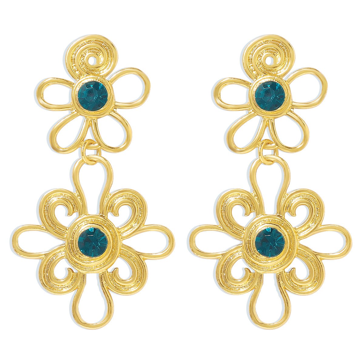E1998 Medieval Elegant Court Earrings Vintage Retro Niche Hollow Flower Earrings Female