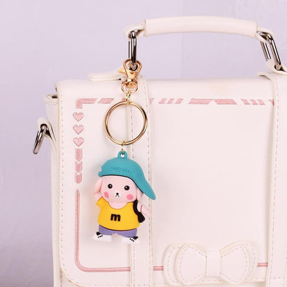 Creative cartoon boy girl key chain cute couple key pendant bag pendant