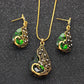 Peacock Gemstone Necklace Earrings Set Wedding Reception Wedding Dress Accessories Jewelry