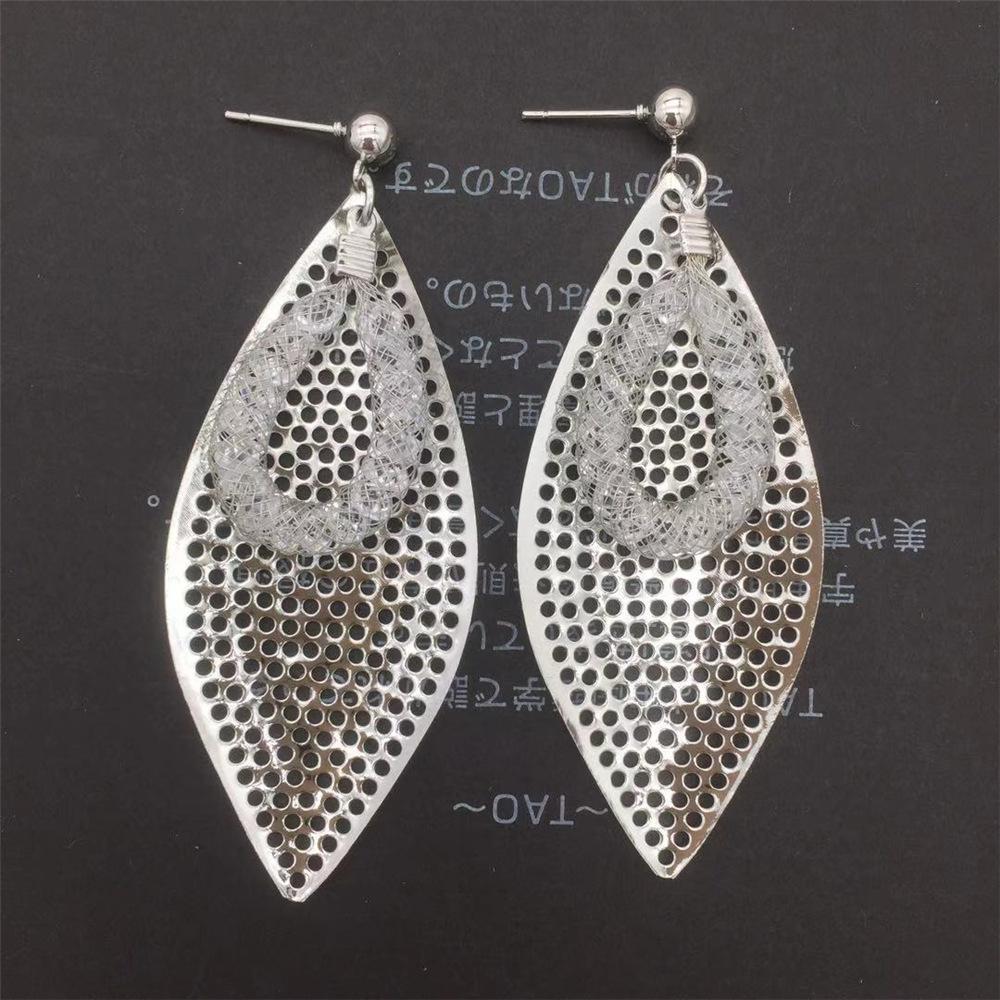 Hollow-out leaf earrings Imitation zircon water drop earrings women's earrings earrings popular accessories