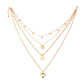 Trendy personality sequins peach heart pendant collarbone chain retro simple multi-layered necklace necklace