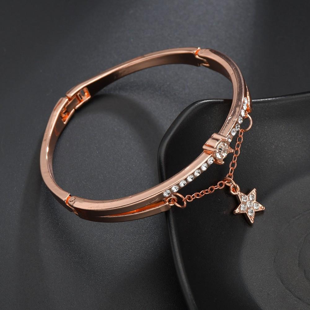 Bracelet rose gold five-pointed star diamond metal women's bracelet literary student bracelet jewelry