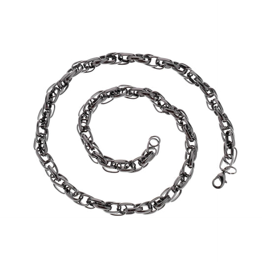 Fashion Men's Hip Hop Necklace Trend 1.6 Flat Flower Fake Twist Iron Chain Single Chain Jewelry
