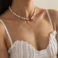 Jewelry Temperament Clavicle Imitation Pearl Mushroom Necklace Creative Beaded Rice Beads Necklace Female