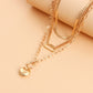 Jewelry punk multi-layer flat snake chain geometric peach heart pendant necklace female ins love necklace