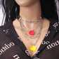 Cool Harajuku petal-shaped pendant multi-layer chain collar necklace fashion trend leather collar collar chain clavicle chain