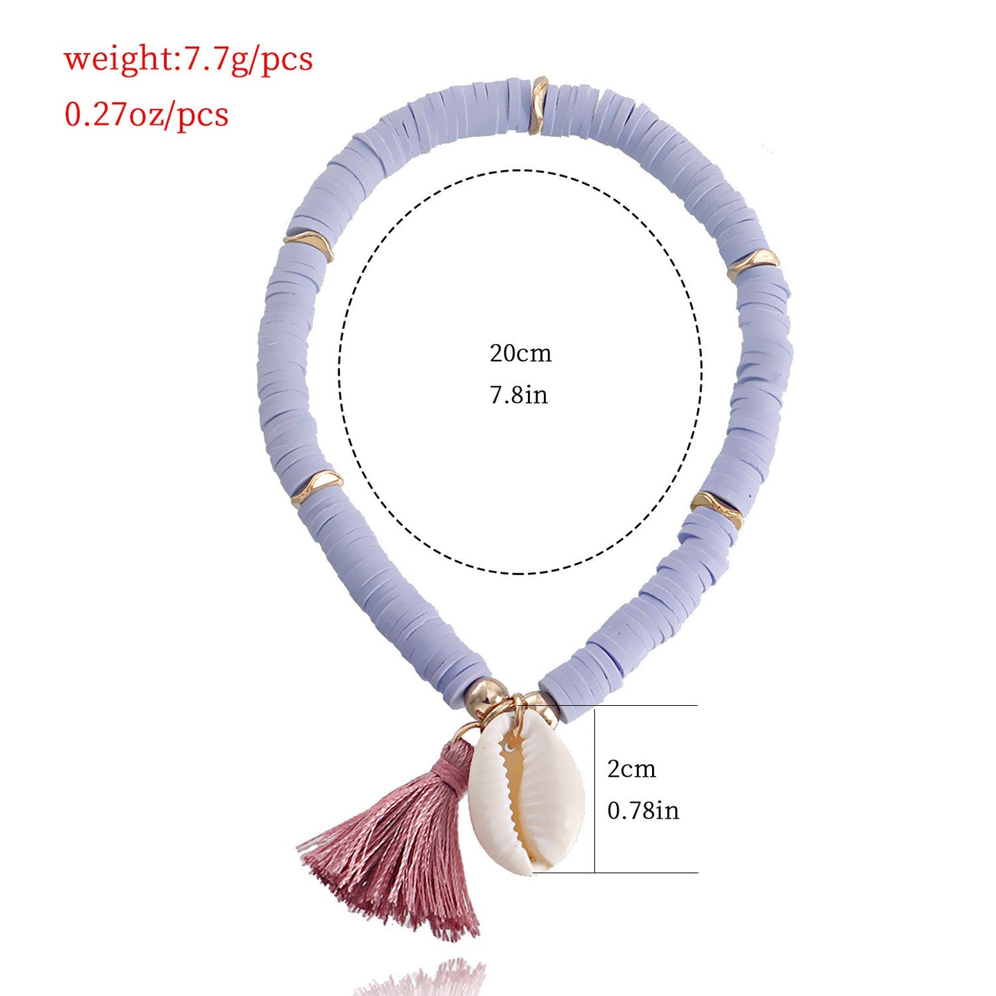 Jewelry beach color soft pottery shell tassel beaded bracelet female design sense niche