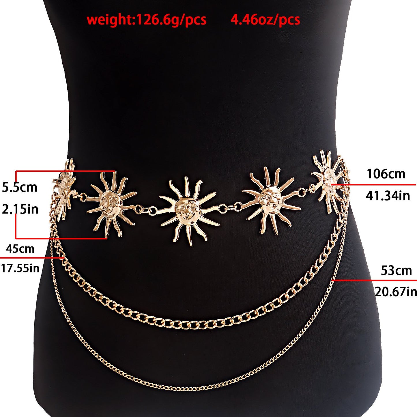 Atmospheric Metal Pendant Waist Chain Female Accessories Trendy Fashion Spice Girl Body Chain Dress Belt Chain