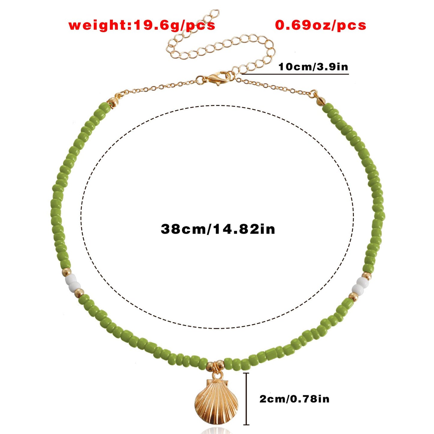 Jewelry Bohemian Color Large Rice Bead Necklace Beach Shell Scallop Pendant Necklace Female