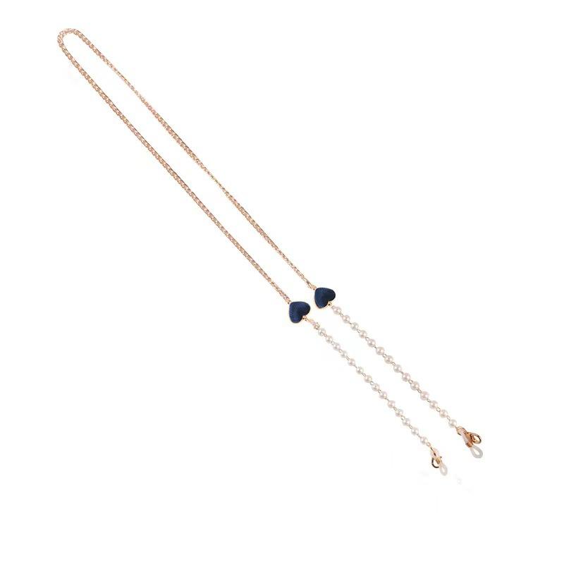 Jewelry glasses chain hanging neck mask anti-lost rope dual-use light skin creative double heart pearl chain