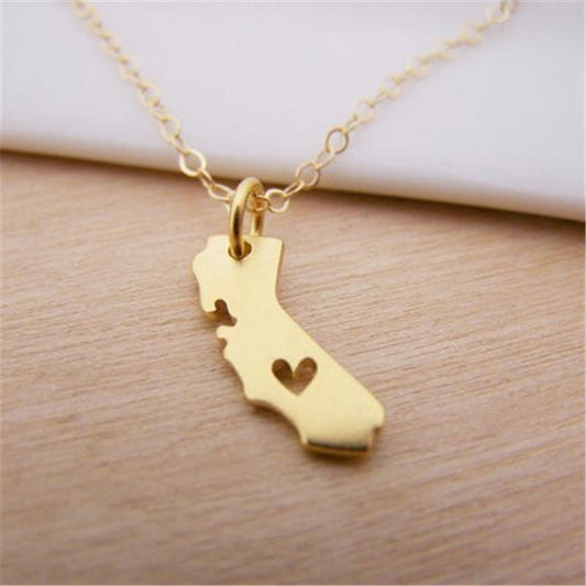 USA Map Necklace USA California Clavicle Necklace