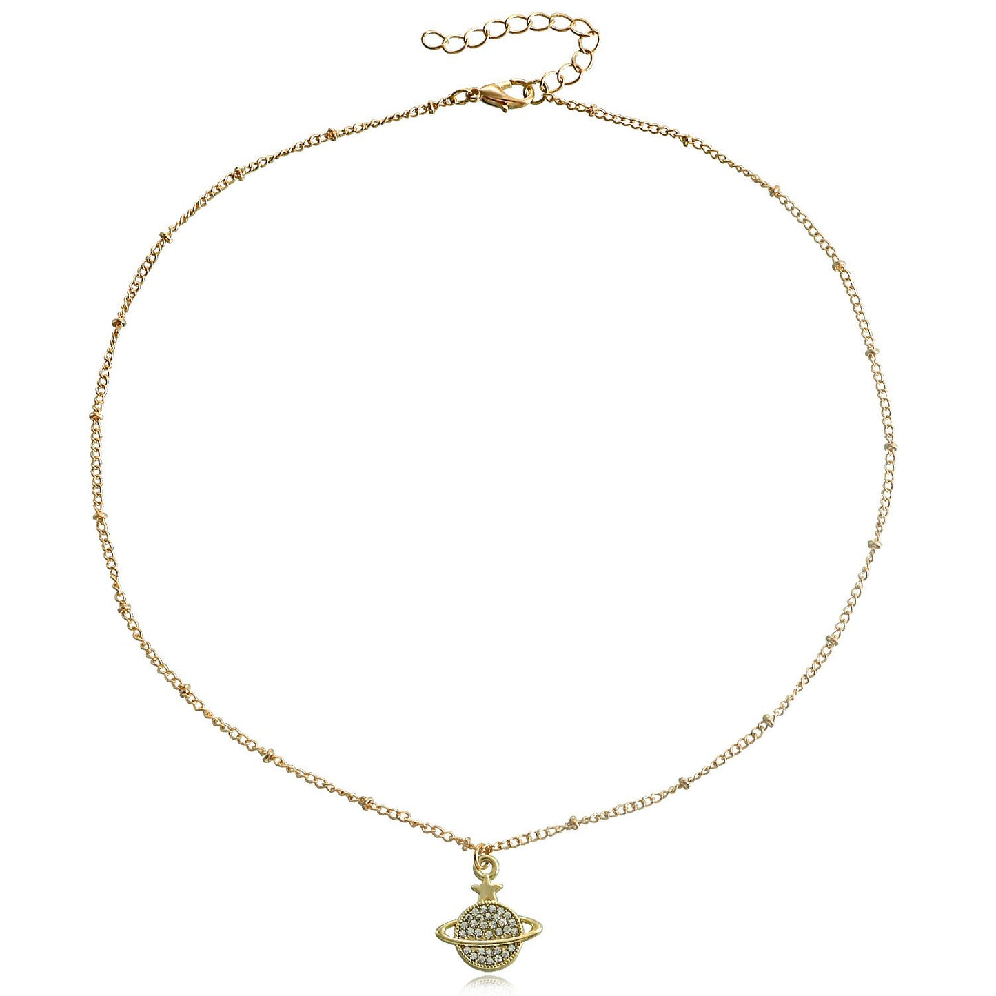 Jewelry Simple Diamond Cosmic Planet Pendant Necklace Female Light Luxury Niche Hundred Towers Necklace