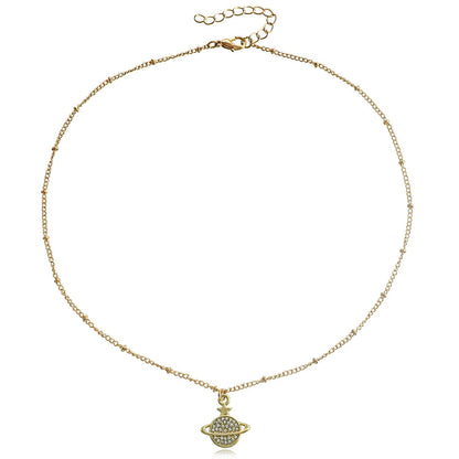 Jewelry Simple Diamond Cosmic Planet Pendant Necklace Female Light Luxury Niche Hundred Towers Necklace