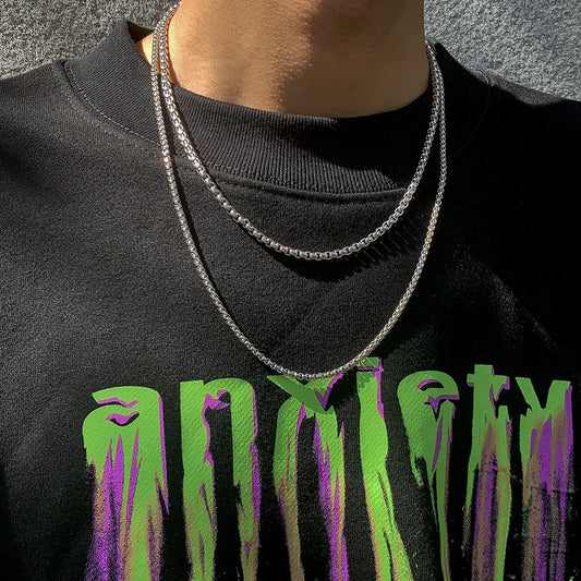 Jewelry Fashion Street Shot Metal Chain Men's Necklace Trend Simple Geometric Necklace Set