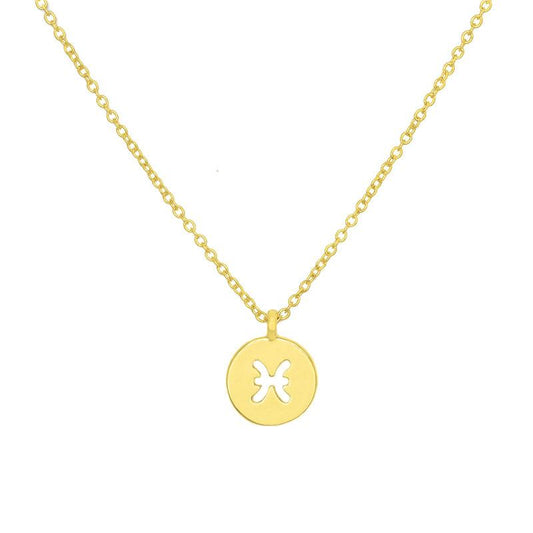 Explosive Jewelry Twelve Constellation Necklace Pisces Round Cake Pendant Clavicle Chain