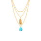 Necklace Lasso Turquoise Bead Big Leaf All-Match Ladies Multilayer Necklace