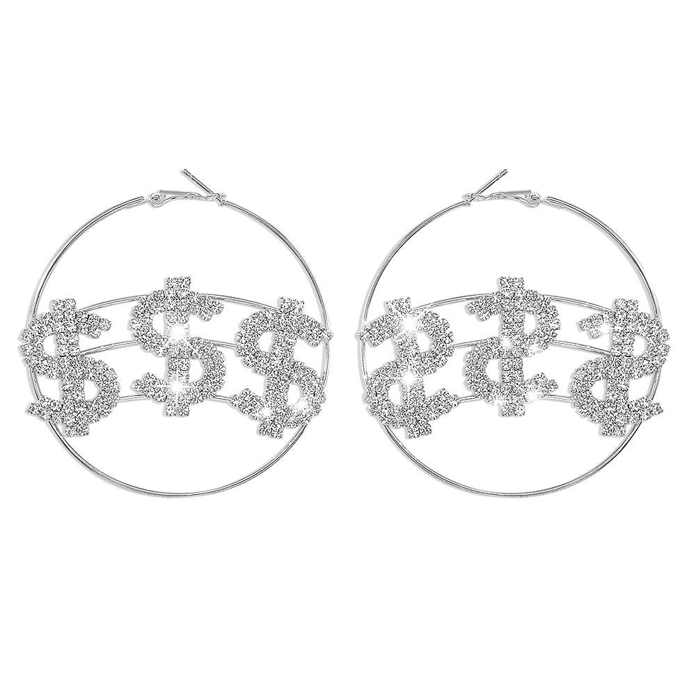 E152 Temperament and fashion earrings full of diamonds and dollar symbols trendy earrings design exaggerated new earrings