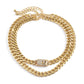 Jewelry Hip-Hop Studded Diamond Cuban Buckle Head Necklace Women's Retro Metal Aluminum Chain Necklace Set