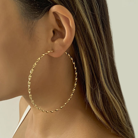 Jewelry Fashion Exaggerated Large Circle Thread Earrings Personalized Retro Geometric Metal Stud Earrings