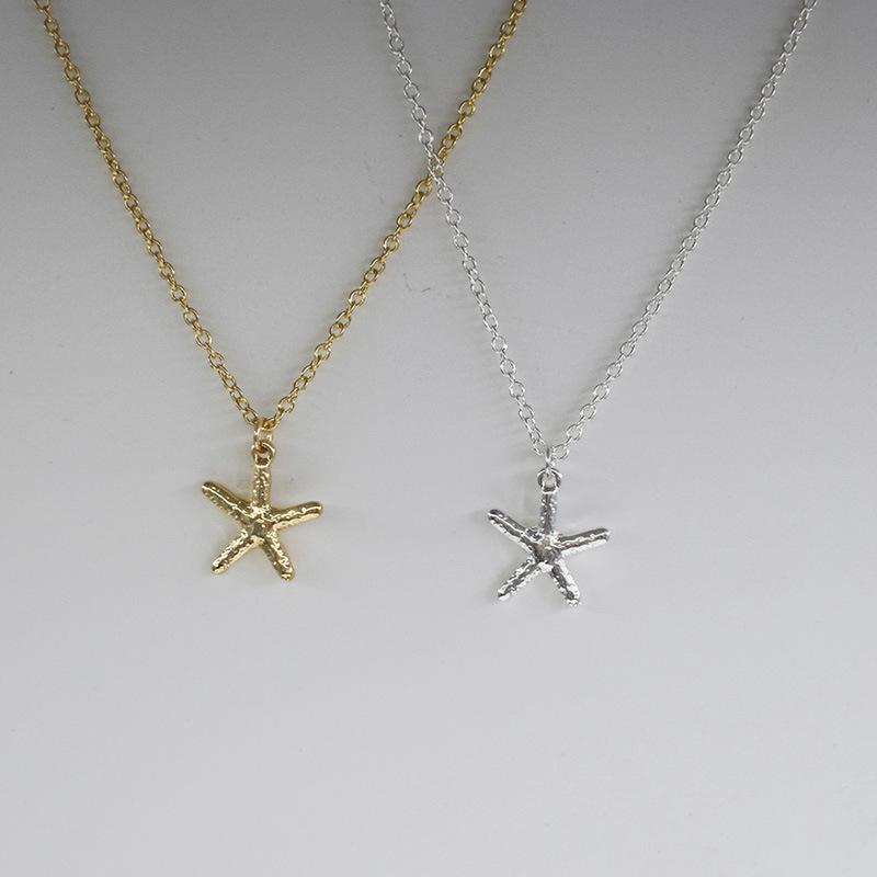 Fashion Jewelry Simple Starfish Pentagram Necklace Female Pendant Clavicle Chain Electroplated Gold and Silver