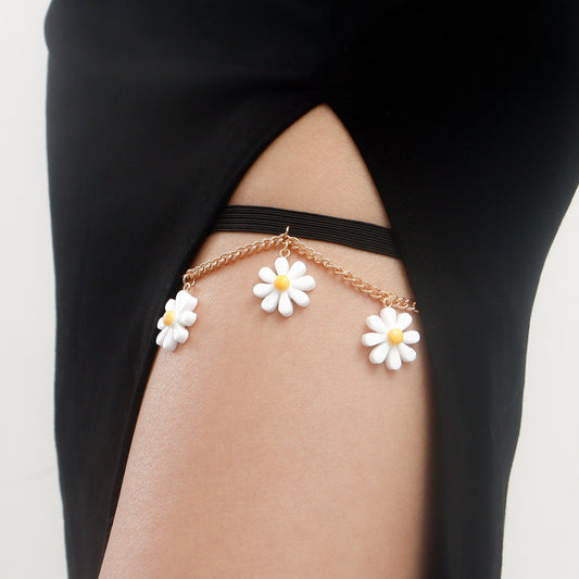 Jewelry small fresh sun flower sexy leg chain elastic bandage leg decoration trendy leg ring body chain