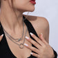 Jewelry Hip Hop Hollow Chain Metal Necklace Simple Double Layer Keychain Ring Necklace Female
