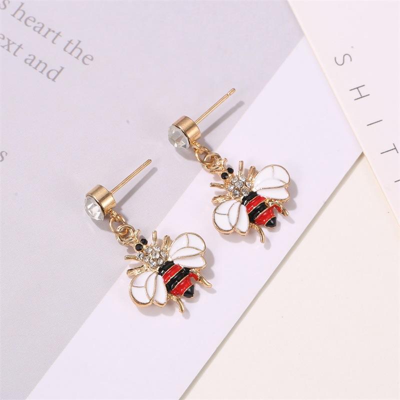 Earrings Cute Bee Diamond Stud Earrings Female Personality Sweet Earrings Long Earrings