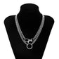 Jewelry Hip Hop Hollow Chain Metal Necklace Simple Double Layer Keychain Ring Necklace Female