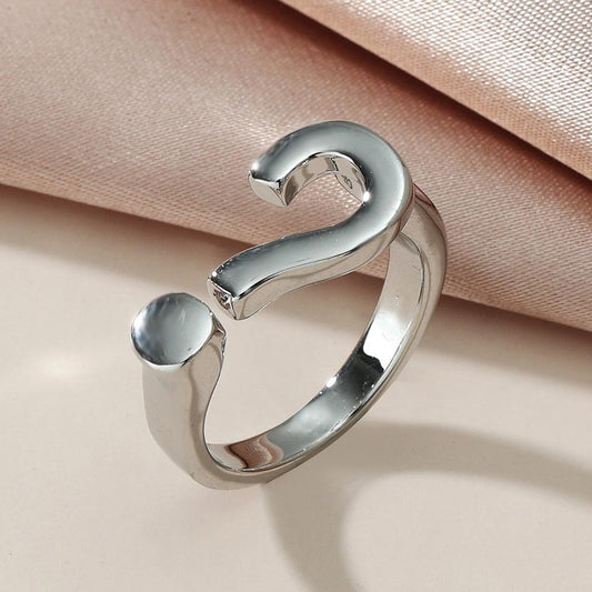 Ins cold creative opening question mark ring niche design simple net red personality index finger ring female