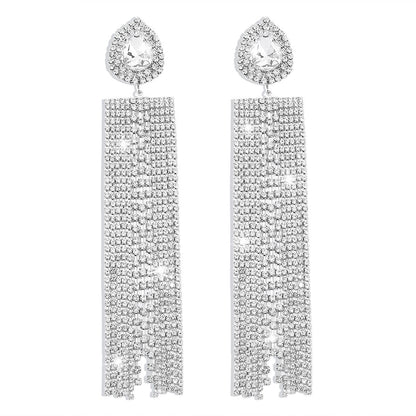 E1984 Open Mirror Exaggerated Water Drop Diamond Tassel Earrings Net Red Trendy Fashion Party Prom Earrings Female