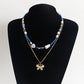 Jewelry Retro Metal Three-dimensional Butterfly Beads Necklace Women's Versatile Beaded Woven Pearl Necklace