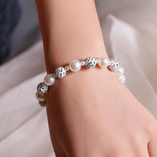 Bracelet simple pearl diamond ball beaded bracelet sweet Shambhala bracelet for women