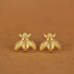 Popular Bee Stud Earrings Small Bee Stud Earrings Insect Bee Shape Ear Jewelry Gold Silver Earrings