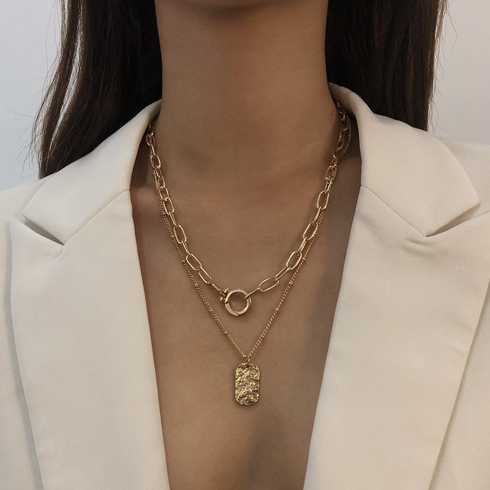 N794 temperament clavicle chain geometric retro necklace niche simple sweater necklace