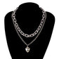 Fashion Metal Love Double Layer Necklace Versatile Simple Ladies Peach Heart Clavicle Sexy Necklace