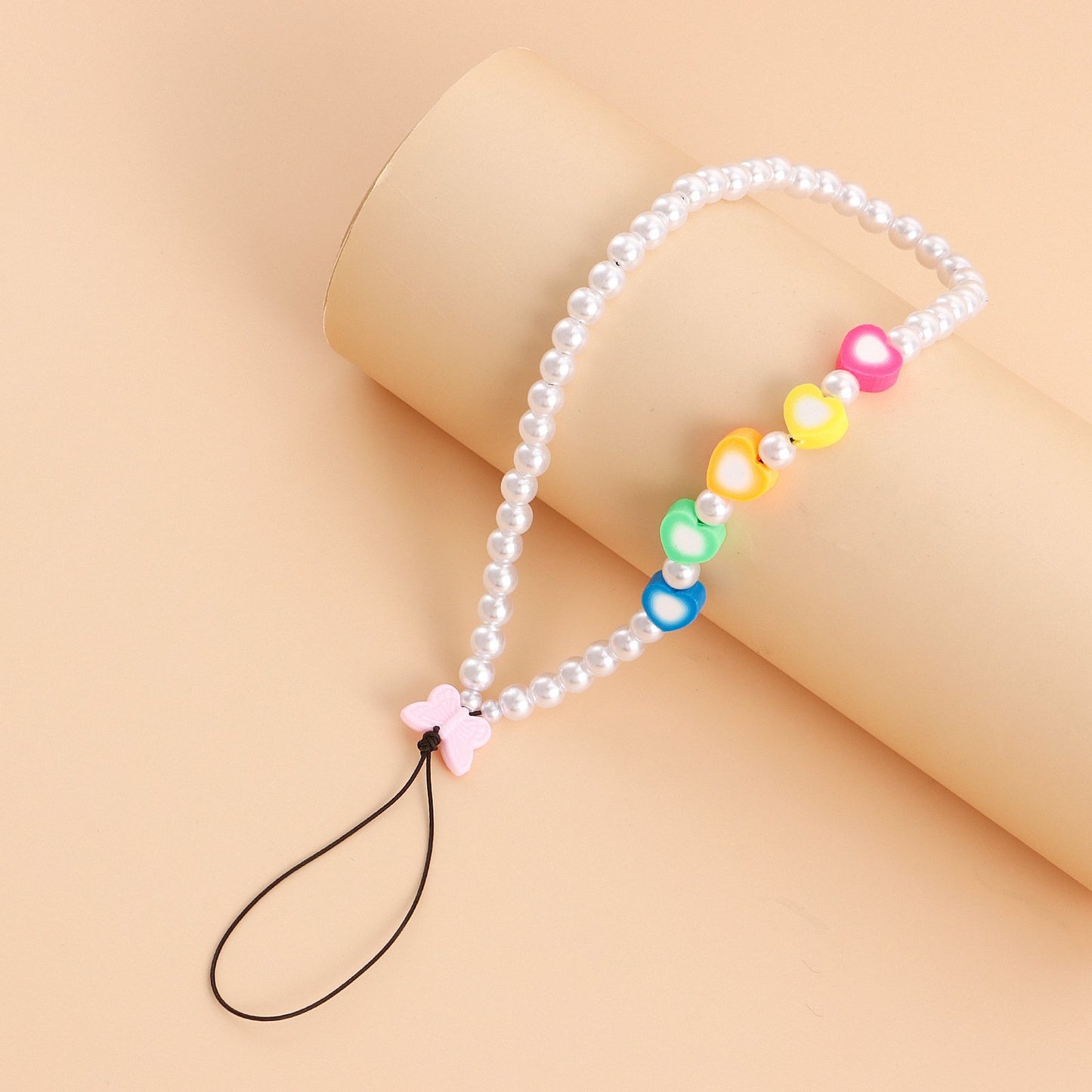 Ins hot style beaded mobile phone rope ladies mobile phone chain DIY love letter combination free matching