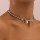 Women's Short Turquoise Beads Shell Pendant Necklace Jewelry Handmade Beaded Necklace Clavicle Chain