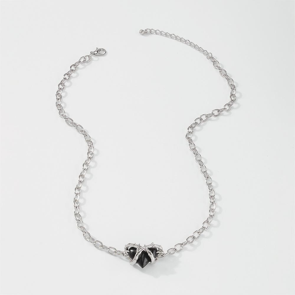 N942 Jewelry Simple Temperament Heart Necklace Metal Texture Resin Fashion Necklace