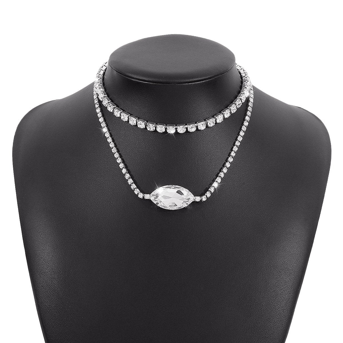 N1685 Retro Double Claw Chain Necklace Light Luxury Rhinestone Temperament Necklace Stacked Individual Elegant Necklace