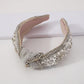F3654 Jewelry fashion velvet knotted headband with diamonds and imitation pearl wide-brimmed French temperament headband