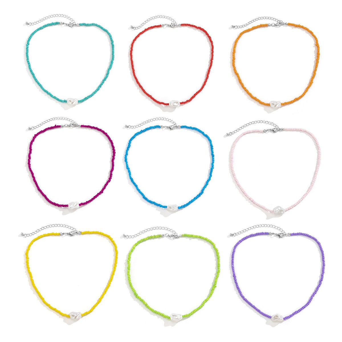 Jewelry Personality Shaped Imitation Pearl Beaded Necklace Simple Irregular Rice Holiday Bead Necklace Female