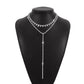 N146 Exaggerated Rhinestone Long Necklace Double Tassel Personality Fashion Necklace Internet Celebrity Retro Necklace