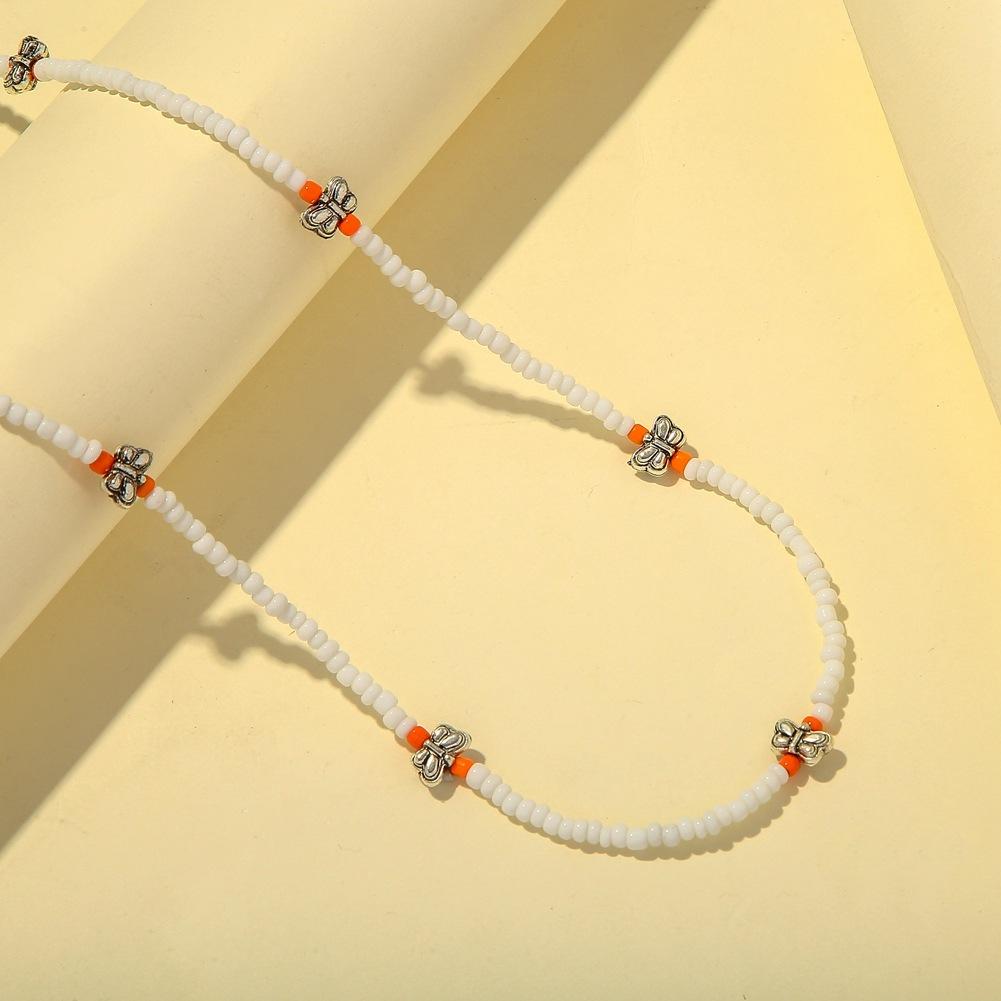 Creative Retro Butterfly Beads Mask Chain White Beads Cute Animal Glasses Chain Anti-lost Mask Hanging Chain