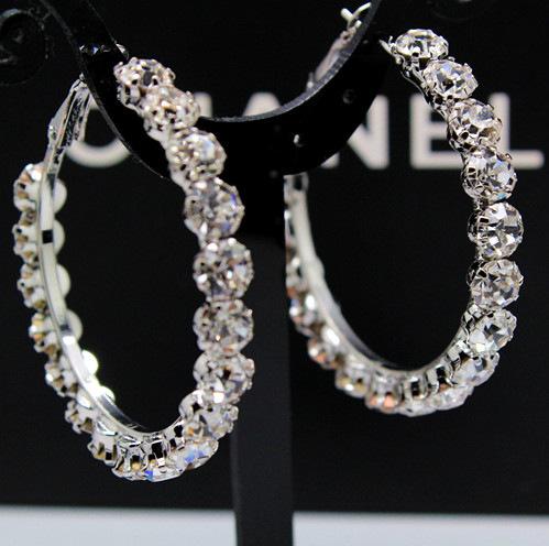 Fashion temperament earrings super large rhinestones exaggerated big circle diamond earrings jewelry